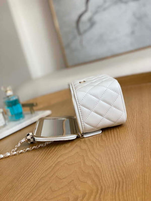 Chanel A81242 Vanity with chain Lambskin Gold football White - Default Title - View 7
