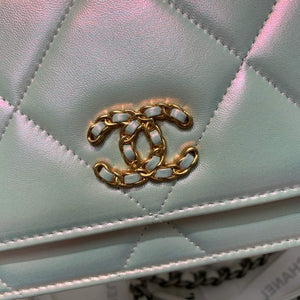 Chanel A86092 WOC 19 Chain Wallet Bag Lambskin Silvey White - Default Title - View 3