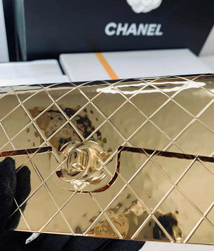 Chanel A8802 EVENING BAG Lambskin Gold Metal Gold - Default Title - View 4