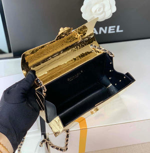 Chanel A8802 EVENING BAG Lambskin Gold Metal Gold - Default Title - View 9