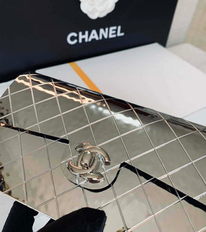 Chanel A8802 EVENING BAG Lambskin Sliver Metal Sliver - Default Title - View 4