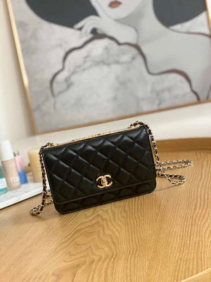 Chanel A88632 WOC 19 Chain Wallet Bag Black Lambskin Gold - Default Title - View 1