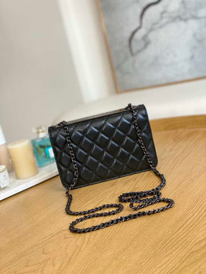 Chanel A88632 WOC 19 Chain Wallet Bag Black Lambskin with black havdware - Default Title - View 2