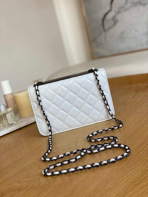 Chanel A88632 WOC 19 Chain Wallet Bag White Lambskin with black havdware - Default Title - View 2