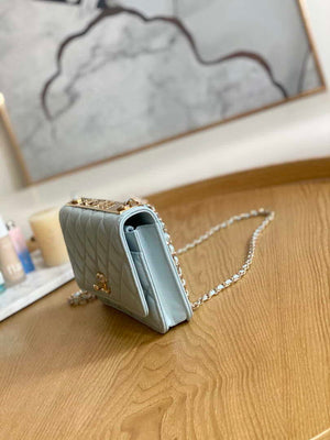 Chanel A88632 WOC 19 Chain Wallet Bag Light Blue Lambskin Gold - Default Title - View 4