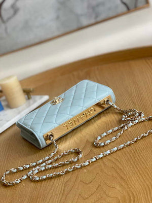 Chanel A88632 WOC 19 Chain Wallet Bag Light Blue Lambskin Gold - Default Title - View 6