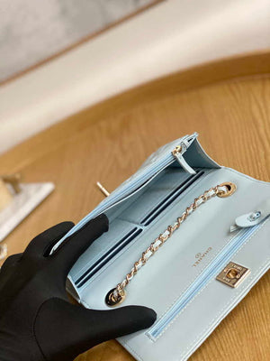 Chanel A88632 WOC 19 Chain Wallet Bag Light Blue Lambskin Gold - Default Title - View 9