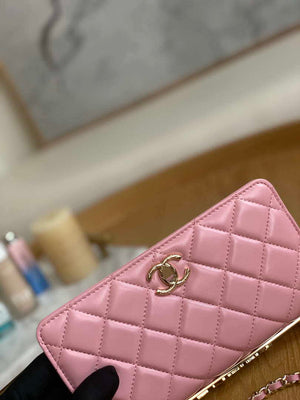 Chanel A88632 WOC 19 Chain Wallet Bag Pink Lambskin Gold - Default Title - View 3
