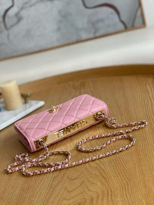 Chanel A88632 WOC 19 Chain Wallet Bag Pink Lambskin Gold - Default Title - View 6