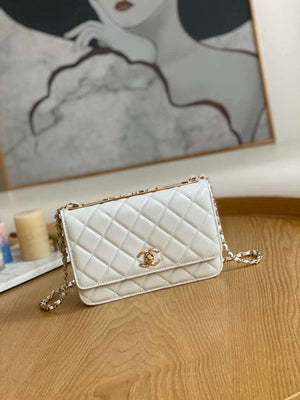 Chanel A88632 WOC 19 Chain Wallet Bag White Lambskin Gold - Default Title - View 1