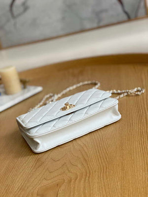 Chanel A88632 WOC 19 Chain Wallet Bag White Lambskin Gold - Default Title - View 7