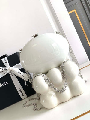 Chanel A88990 Evening Resin Crystal Chain Fringe CC Oval Minaudiere - Default Title - View 3
