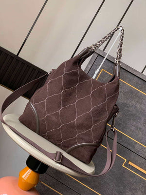 Chanel A88991 Hobo Bag Suede & Silver-Tone Metal Brown - Default Title - View 2