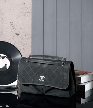 Chanel A90090 Flap Bag Vintage Black Suede Silver - Default Title - View 2