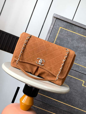 Chanel A90090 Flap Bag Vintage Earthy Yellow Suede Silver - Default Title - View 1