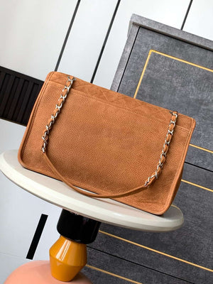 Chanel A90090 Flap Bag Vintage Earthy Yellow Suede Silver - Default Title - View 3