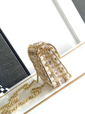Chanel A90091 Limited Edition Pearl Metal CF Evening Flap Bag gold metal - Default Title - View 2