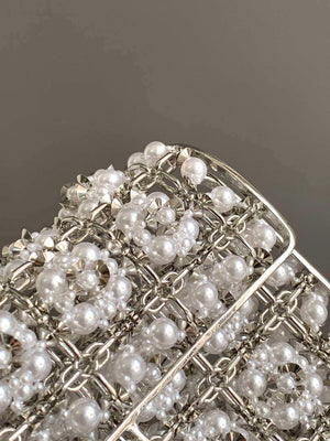 Chanel A90091 Limited Edition Pearl Metal CF Evening Flap Bag Silver metal - Default Title - View 6