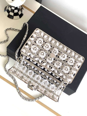 Chanel A90091 Limited Edition Pearl Metal CF Evening Flap Bag Silver metal - Default Title - View 7