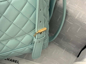 Chanel A91120 Backpack Vintage Lambskin Bag Blue - Gold / Small 25 x 20 x10 ???? - View 8