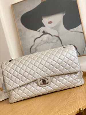 Chanel A91169 Flap Travel Bag Airport Series A94305 caviar calfskin Silver White - Default Title - View 1