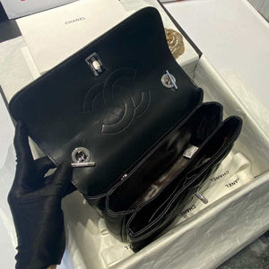 Chanel A92236 Flap Bag With Top Handle Lambskin & Sliver-Tone Metal Black - Default Title - View 8