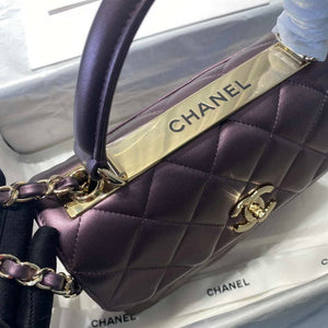 Chanel A92236 Flap Bag With Top Handle Lambskin & Gold-Tone Metal Purple - Default Title - View 4