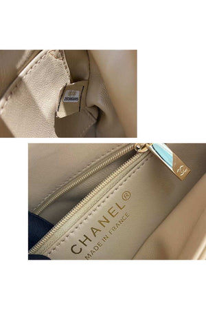 Chanel A92236 Flap Bag With Top Handle Lambskin & Gold-Tone Metal Apricot - Default Title - View 9