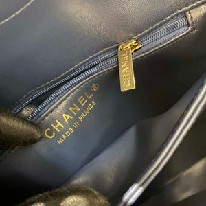 Chanel A92236 Flap Bag With Top Handle Lambskin & Gold-Tone Metal Navy Blue - Default Title - View 9