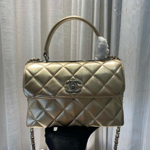 Chanel A92236 Flap Bag With Top Handle Lambskin & Gold-Tone Metal Gold - Default Title - View 2