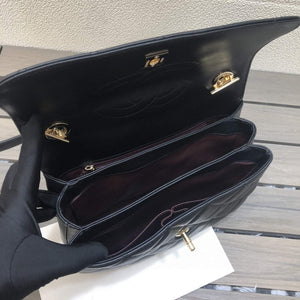 Chanel A92236 Small Trendy CC Flap Bag With Top Handle Lambskin bag Black Gold - Default Title - View 8