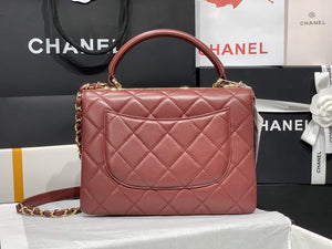Chanel A92236 Small Trendy CC Flap Bag With Top Handle Lambskin bag Wine Red Gold - Default Title - View 4