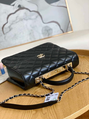 Chanel A92237 Large Flap Bag Trendy CC With Top Handle Relief Black Lambskin Gold - Default Title - View 7