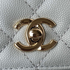 Chanel A92990 Medium Flap Bag With Top Handle Calfskin Bag Light Blue - Default Title - View 3