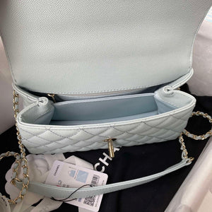 Chanel A92990 Medium Flap Bag With Top Handle Calfskin Bag Light Blue - Default Title - View 6