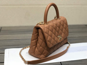 Chanel A92990 Medium Flap Bag With Top Handle Bag Brown - Default Title - View 2