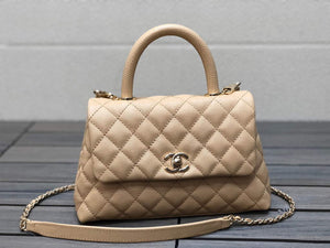 Chanel A92990 Medium Flap Bag With Top Handle Bag Apricot - Default Title - View 1