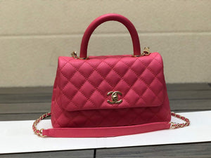 Chanel A92990 Medium Flap Bag With Top Handle Bag Rose Red - Default Title - View 1