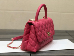 Chanel A92990 Medium Flap Bag With Top Handle Bag Rose Red - Default Title - View 4