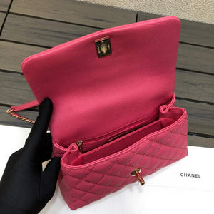 Chanel A92990 Medium Flap Bag With Top Handle Bag Rose Red - Default Title - View 9