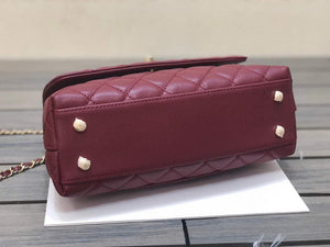 Chanel A92990 Medium Flap Bag With Top Handle Bag Wine Red - Default Title - View 6