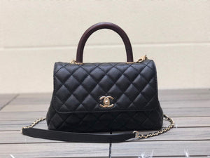 Chanel A92990 Medium Flap Bag With Brown Top Handle Bag Black - Default Title - View 1