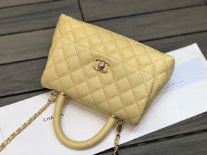 Chanel A92990 Medium Flap Bag With Top Handle Bag Yellow - Default Title - View 6