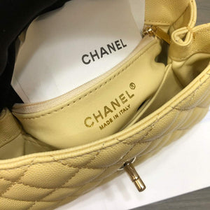 Chanel A92990 Medium Flap Bag With Top Handle Bag Yellow - Default Title - View 9