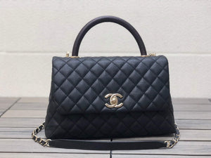 Chanel A92991 Large Flap Bag With Brown Top Handle Bag Black - Default Title - View 1