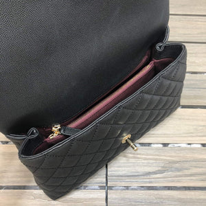 Chanel A92991 Large Flap Bag With Brown Top Handle Bag Black - Default Title - View 8