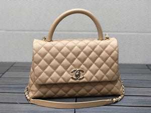 Chanel A92991 Large Flap Bag With Top Handle Bag Apricot - Default Title - View 1