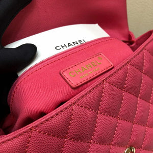 Chanel A92991 Large Flap Bag With Top Handle handBag Rose Red - Default Title - View 9