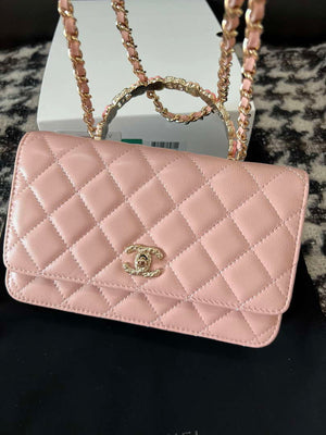 Chanel A96033 Woc Wallet on Chain With Small flower Handle Pink Lambskin - Default Title - View 9