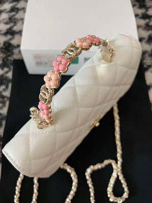 Chanel A96033 Woc Wallet on Chain With Small flower Handle White Lambskin - Default Title - View 9